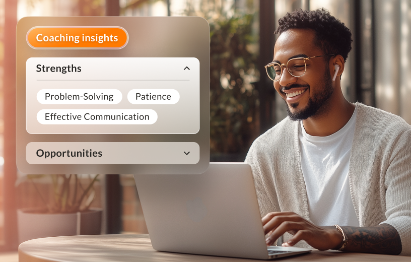 A team lead using RingCentral's coaching insights feature to give feedback to team members